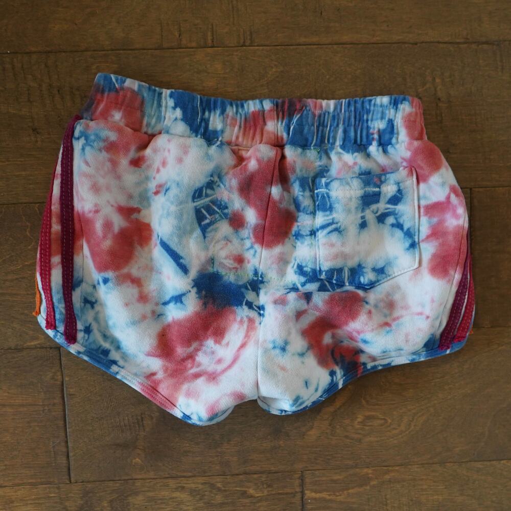 Aviator Nation Tie Dye Rainbow Stripe Shorts Red White Blue women's XS - Picture 2 of 7